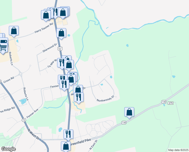 map of restaurants, bars, coffee shops, grocery stores, and more near 115 Northcourt Drive in Hillsboro