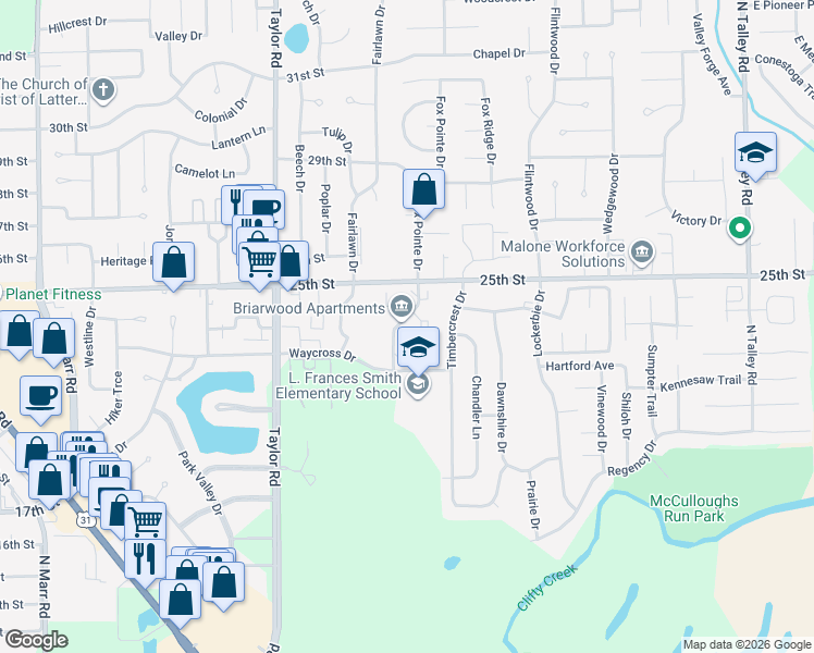 map of restaurants, bars, coffee shops, grocery stores, and more near 4645 Rosebud Drive in Columbus