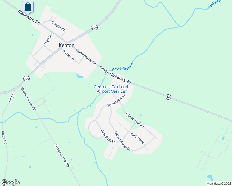 map of restaurants, bars, coffee shops, grocery stores, and more near 152 Whitetail Run in Clayton