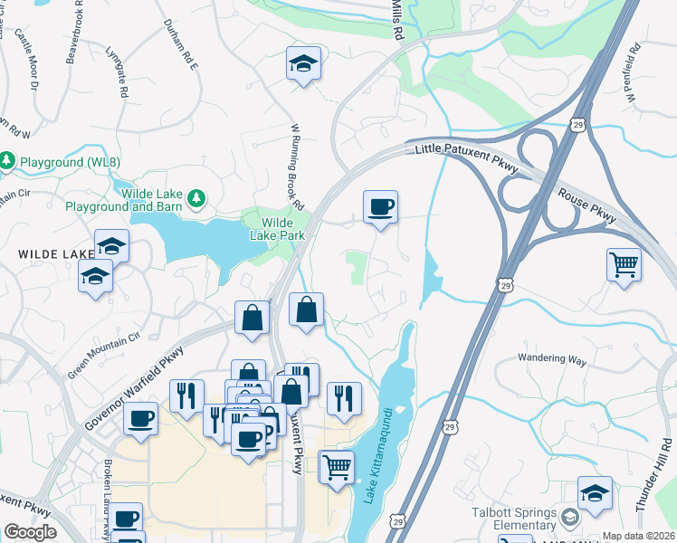 map of restaurants, bars, coffee shops, grocery stores, and more near 5430 Vantage Point Road in Columbia