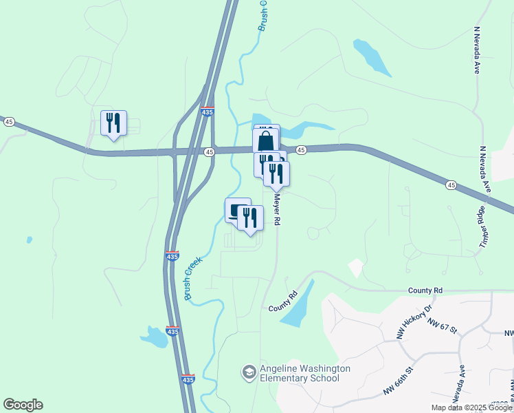 map of restaurants, bars, coffee shops, grocery stores, and more near 15201 County Road in Parkville