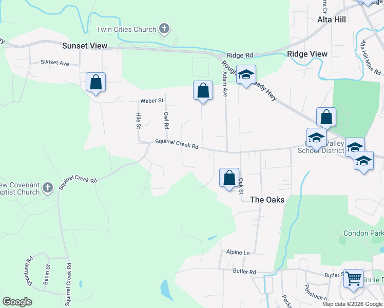 map of restaurants, bars, coffee shops, grocery stores, and more near 11423 Squirrel Creek Road in Grass Valley