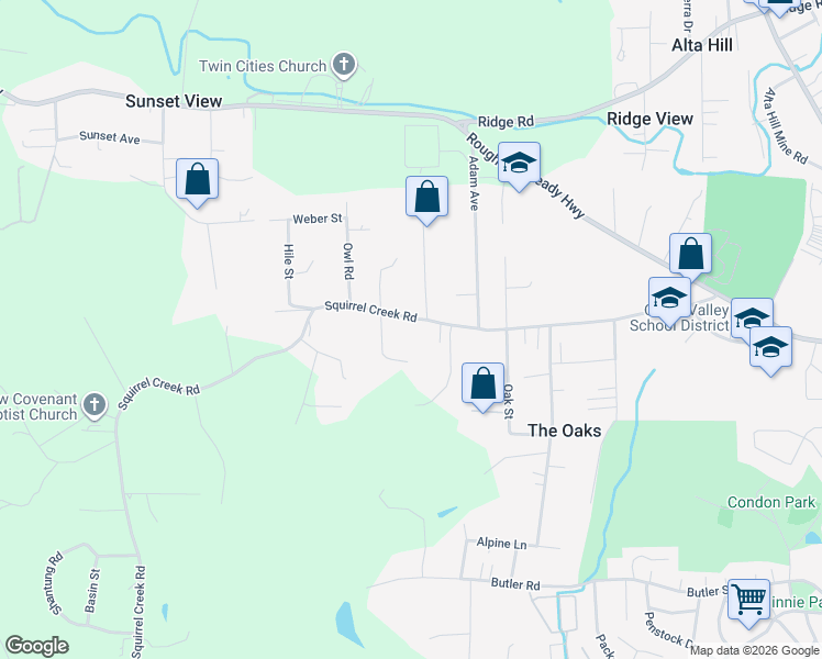 map of restaurants, bars, coffee shops, grocery stores, and more near 11423 Squirrel Creek Road in Grass Valley