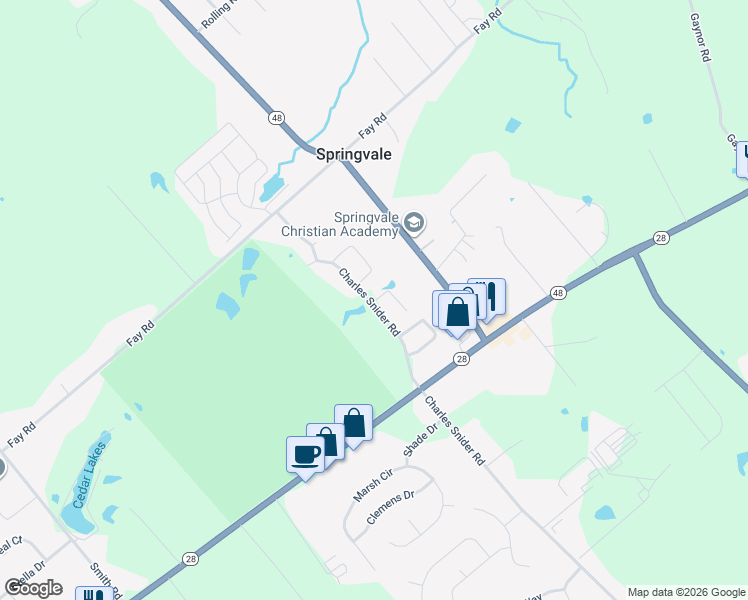 map of restaurants, bars, coffee shops, grocery stores, and more near 5044 Charles Snider Road in Loveland