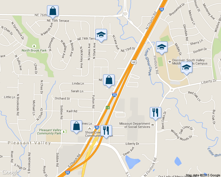 map of restaurants, bars, coffee shops, grocery stores, and more near 8807 Timber Creek Lane in Pleasant Valley