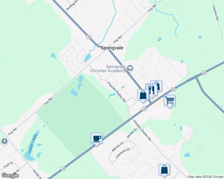 map of restaurants, bars, coffee shops, grocery stores, and more near 5044 Charles Snider Road in Loveland