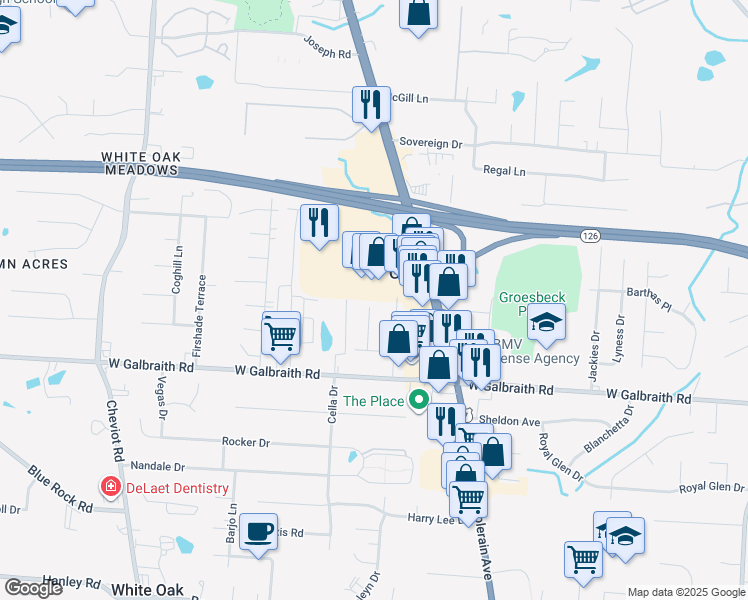 map of restaurants, bars, coffee shops, grocery stores, and more near in Groesbeck