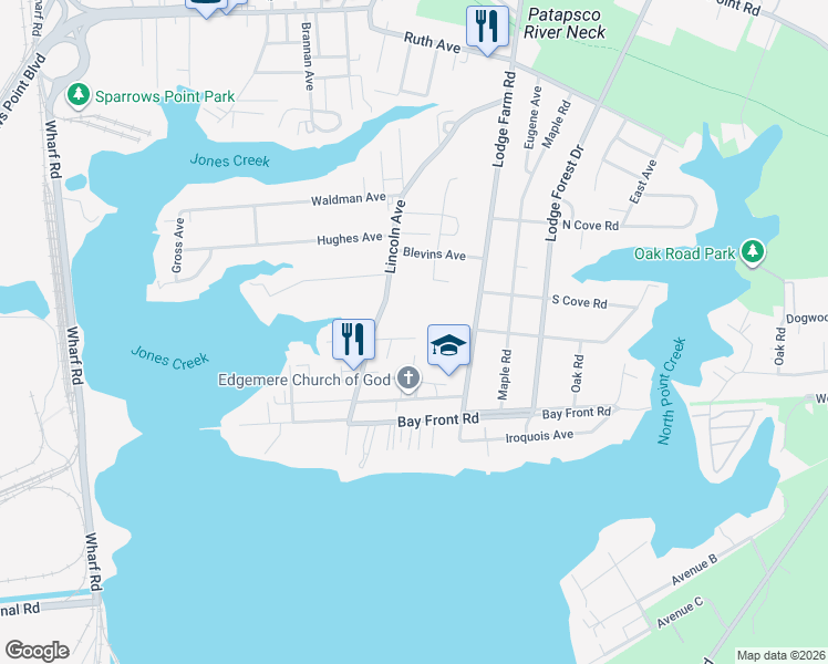 map of restaurants, bars, coffee shops, grocery stores, and more near in Baltimore