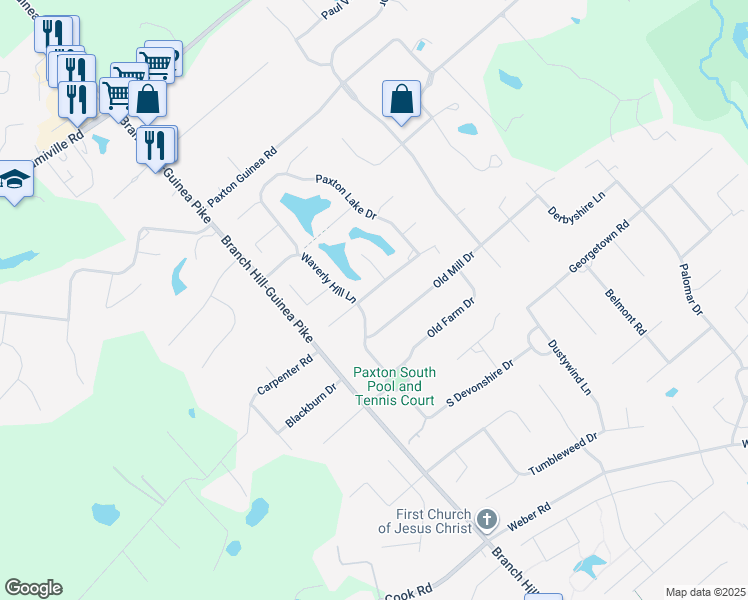 map of restaurants, bars, coffee shops, grocery stores, and more near 943 Paxton Lake Drive in Loveland