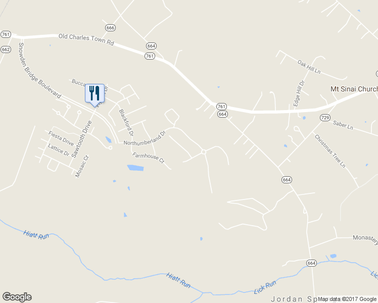 map of restaurants, bars, coffee shops, grocery stores, and more near 532 Old Charles Town Road in Stephenson