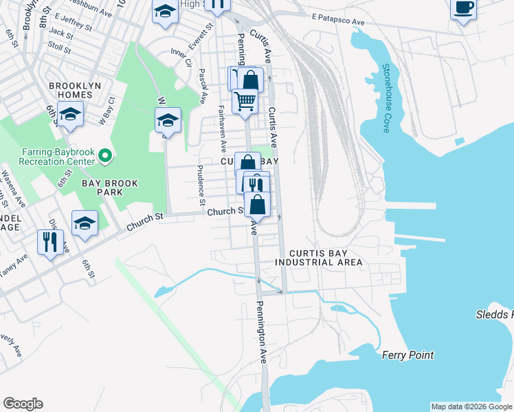 map of restaurants, bars, coffee shops, grocery stores, and more near 4729 Pennington Avenue in Baltimore