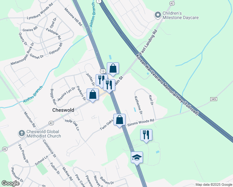 map of restaurants, bars, coffee shops, grocery stores, and more near 5410 North Dupont Highway in Dover