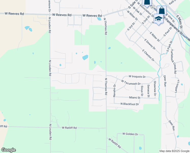 map of restaurants, bars, coffee shops, grocery stores, and more near 7239 West Upland Court in Bloomington