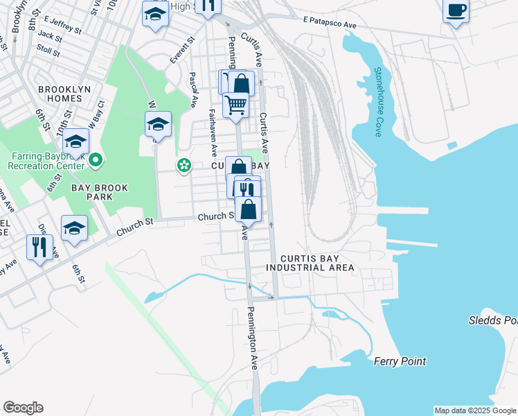map of restaurants, bars, coffee shops, grocery stores, and more near in Baltimore