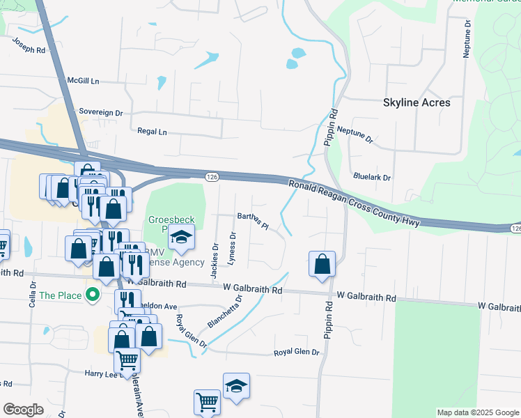 map of restaurants, bars, coffee shops, grocery stores, and more near 2743 Mellowbrook Court in Groesbeck