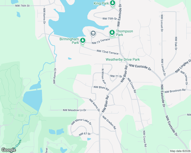 map of restaurants, bars, coffee shops, grocery stores, and more near 10001 Northwest 71 Street in Kansas City