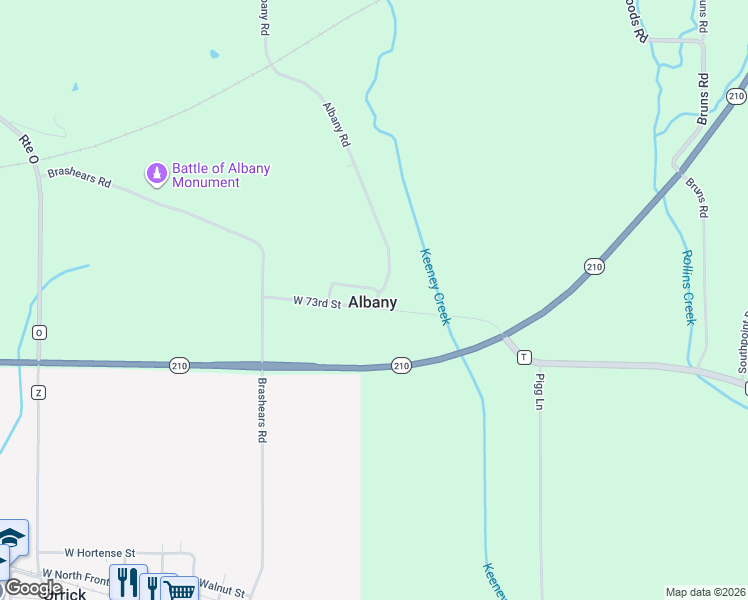 map of restaurants, bars, coffee shops, grocery stores, and more near 34978 West 73rd Street in Orrick