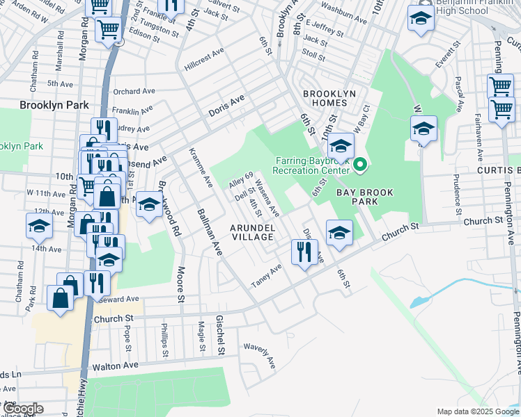 map of restaurants, bars, coffee shops, grocery stores, and more near 5231 4th Street in Baltimore