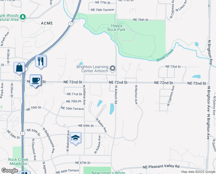 map of restaurants, bars, coffee shops, grocery stores, and more near 7144 Northeast Kingston Court in Kansas City