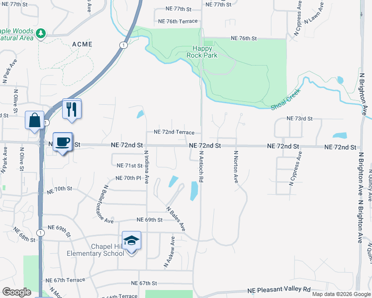 map of restaurants, bars, coffee shops, grocery stores, and more near 7144 Northeast Kingston Court in Kansas City