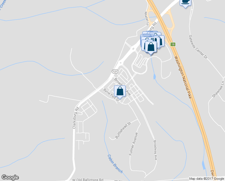 map of restaurants, bars, coffee shops, grocery stores, and more near 14068 Marketcenter Drive in Clarksburg