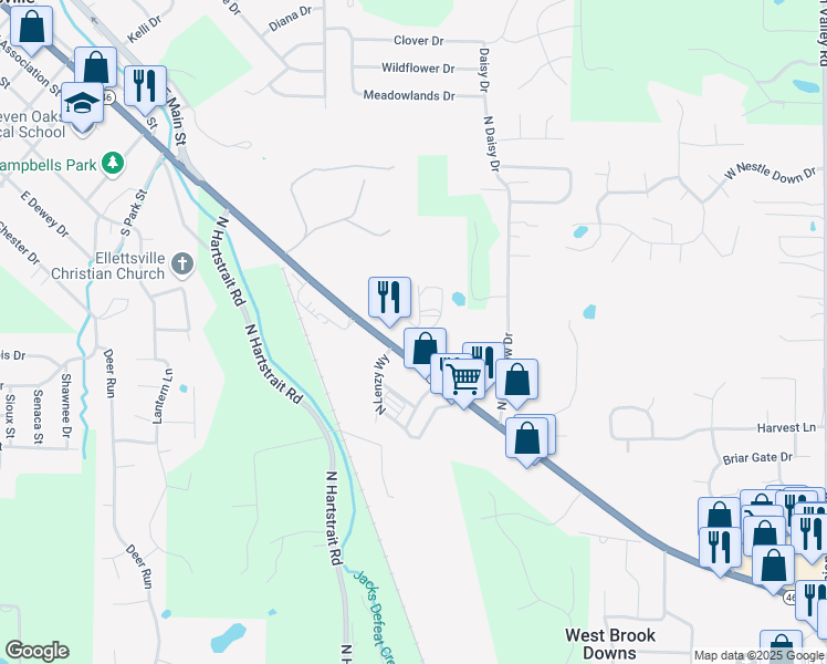 map of restaurants, bars, coffee shops, grocery stores, and more near 5041 Capitol Avenue in Bloomington