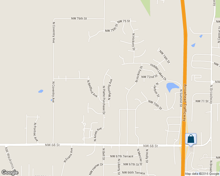 map of restaurants, bars, coffee shops, grocery stores, and more near 7133 North Wyoming Avenue in Kansas City