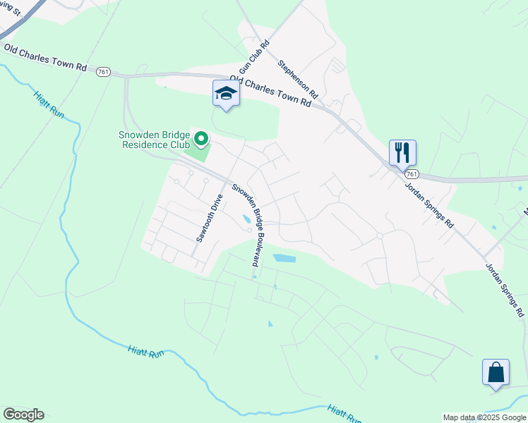 map of restaurants, bars, coffee shops, grocery stores, and more near 105 Alamo Place in Stephenson