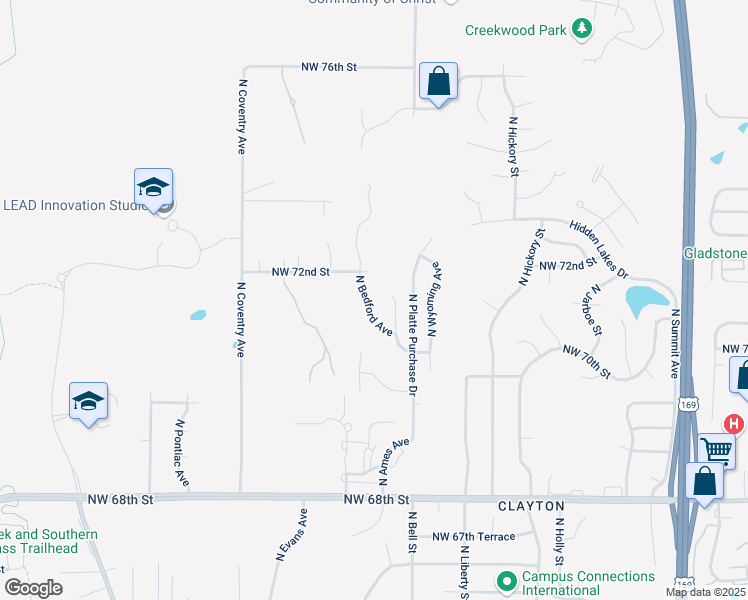 map of restaurants, bars, coffee shops, grocery stores, and more near 7137 North Bedford Avenue in Kansas City