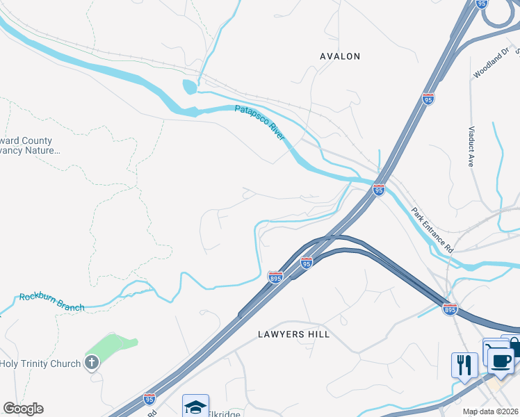 map of restaurants, bars, coffee shops, grocery stores, and more near 6189 Rockburn Hill Road in Elkridge