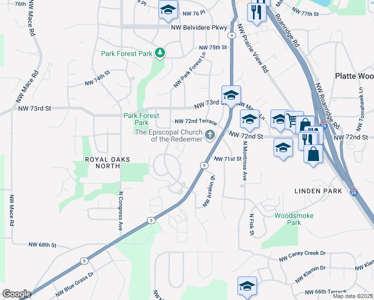 map of restaurants, bars, coffee shops, grocery stores, and more near in Kansas City