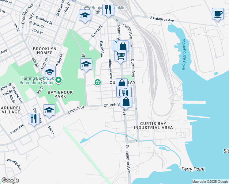 map of restaurants, bars, coffee shops, grocery stores, and more near 1503 Elmtree Street in Baltimore