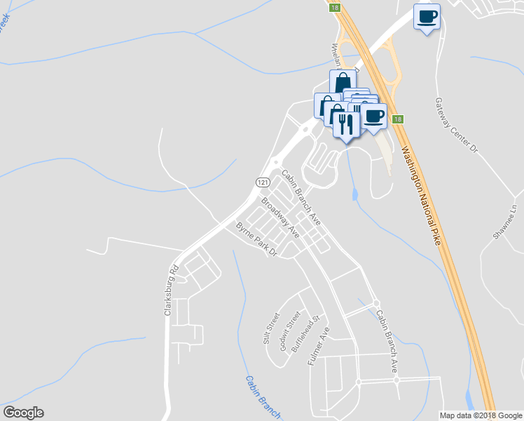 map of restaurants, bars, coffee shops, grocery stores, and more near 14045 Marketcenter Drive in Clarksburg