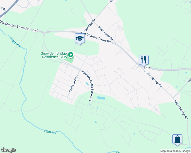 map of restaurants, bars, coffee shops, grocery stores, and more near 156 Blackford Drive in Stephenson