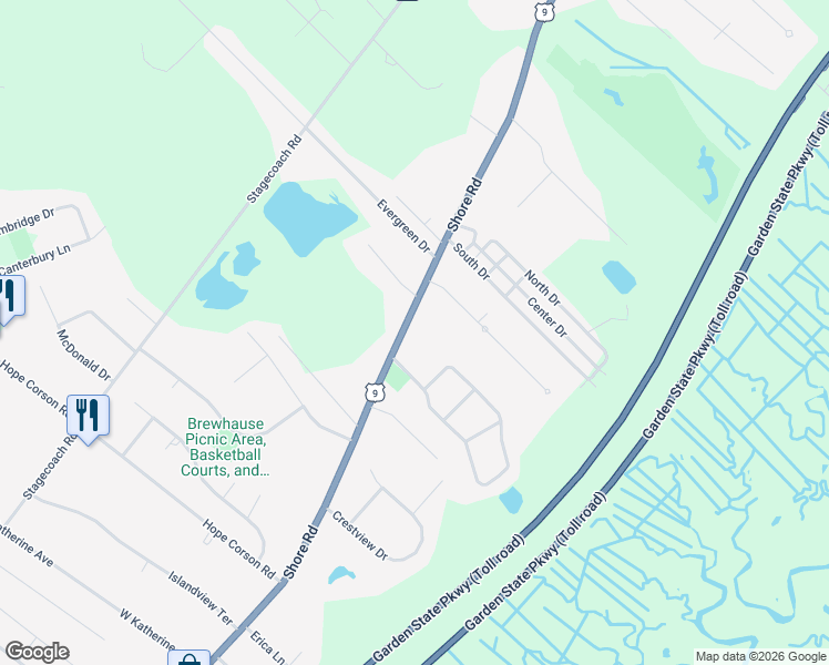 map of restaurants, bars, coffee shops, grocery stores, and more near 1719 U.S. 9 in Upper Township