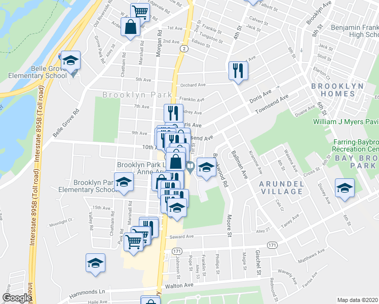map of restaurants, bars, coffee shops, grocery stores, and more near 932 1st Street in Baltimore
