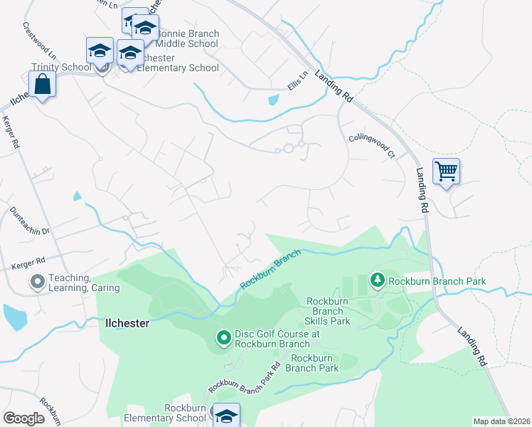 map of restaurants, bars, coffee shops, grocery stores, and more near 7108 Layton Court in Elkridge