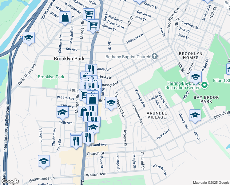map of restaurants, bars, coffee shops, grocery stores, and more near 4936 Brookwood Road in Baltimore