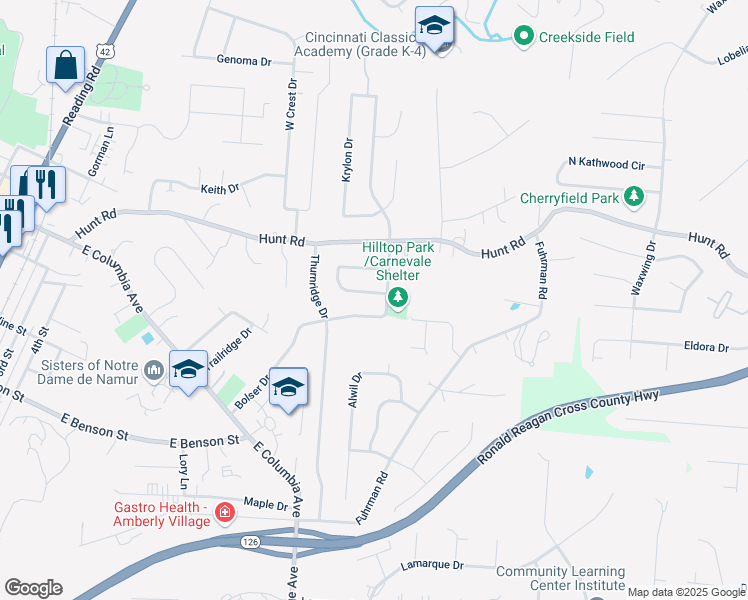 map of restaurants, bars, coffee shops, grocery stores, and more near 2262 Leelanau Avenue in Cincinnati