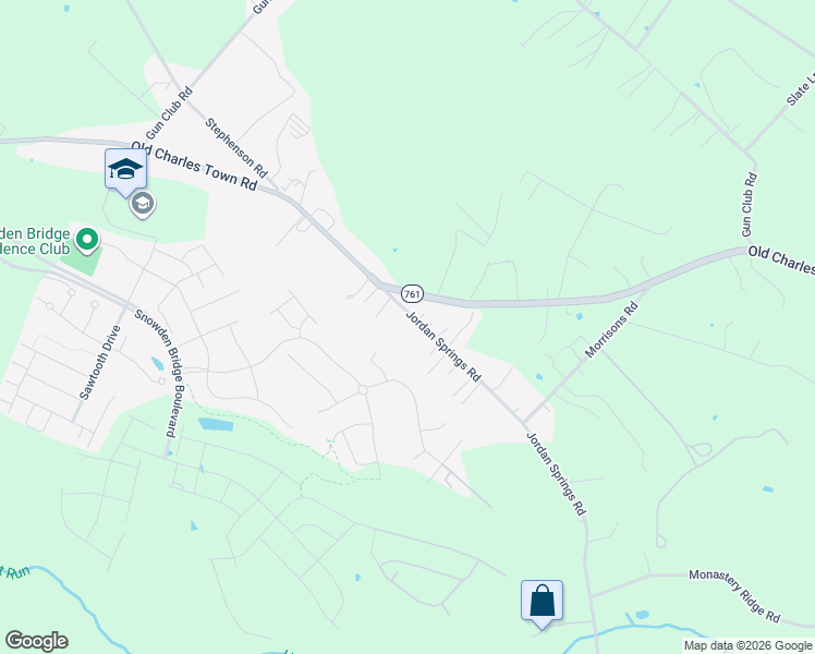 map of restaurants, bars, coffee shops, grocery stores, and more near 752 Jordan Springs Road in Stephenson