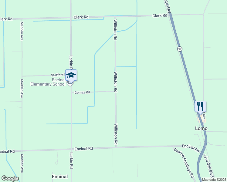 map of restaurants, bars, coffee shops, grocery stores, and more near Gomez Road in Live Oak