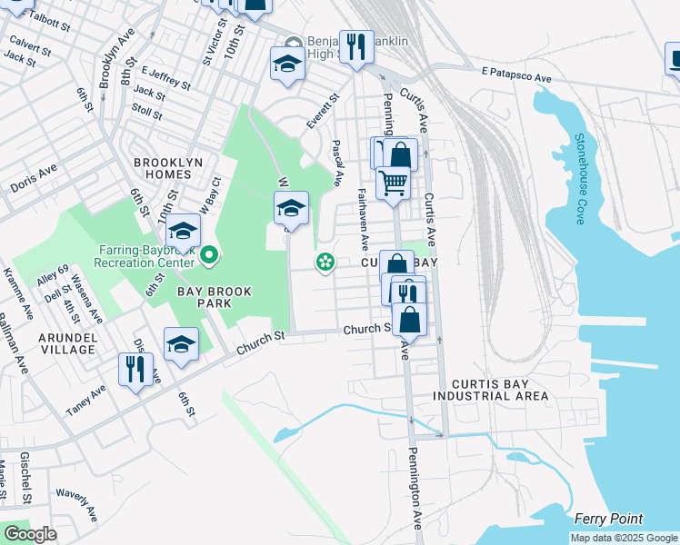 map of restaurants, bars, coffee shops, grocery stores, and more near 1401 Filbert Street in Baltimore