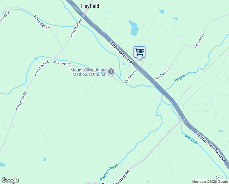 map of restaurants, bars, coffee shops, grocery stores, and more near 327 Mount Olive Road in Winchester