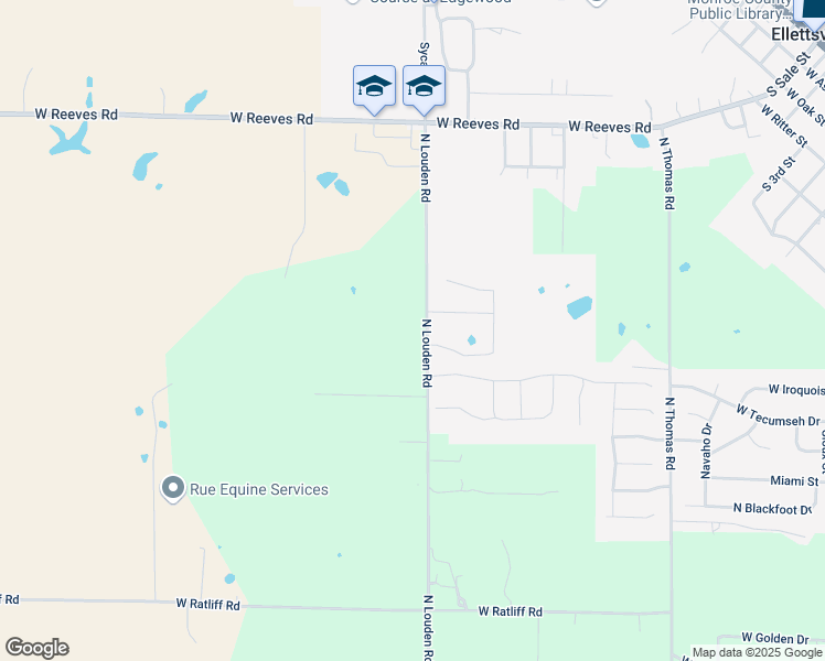 map of restaurants, bars, coffee shops, grocery stores, and more near 5005 North Louden Road in Bloomington