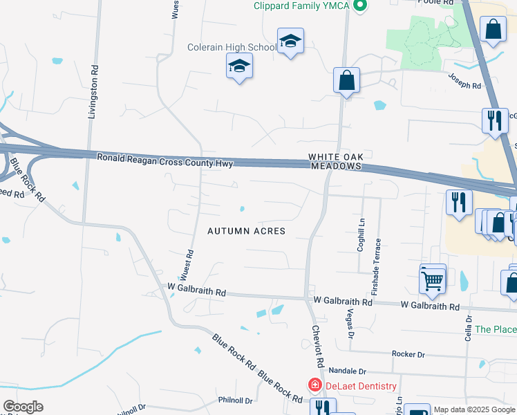 map of restaurants, bars, coffee shops, grocery stores, and more near 3673 Ashhill Court in Cincinnati