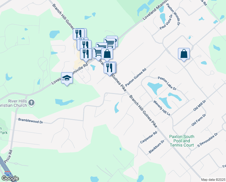map of restaurants, bars, coffee shops, grocery stores, and more near 6252 North Shadowhill Way in Loveland