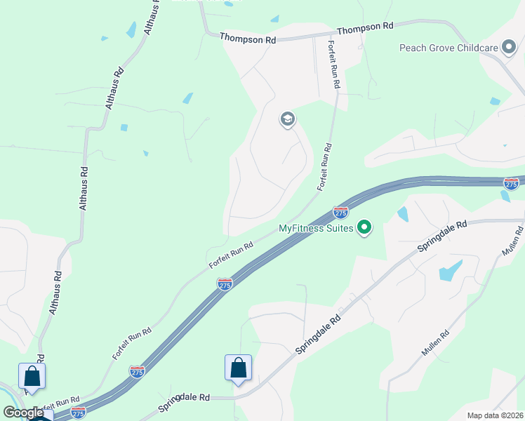 map of restaurants, bars, coffee shops, grocery stores, and more near 8434 Forest Valley Drive in Cincinnati