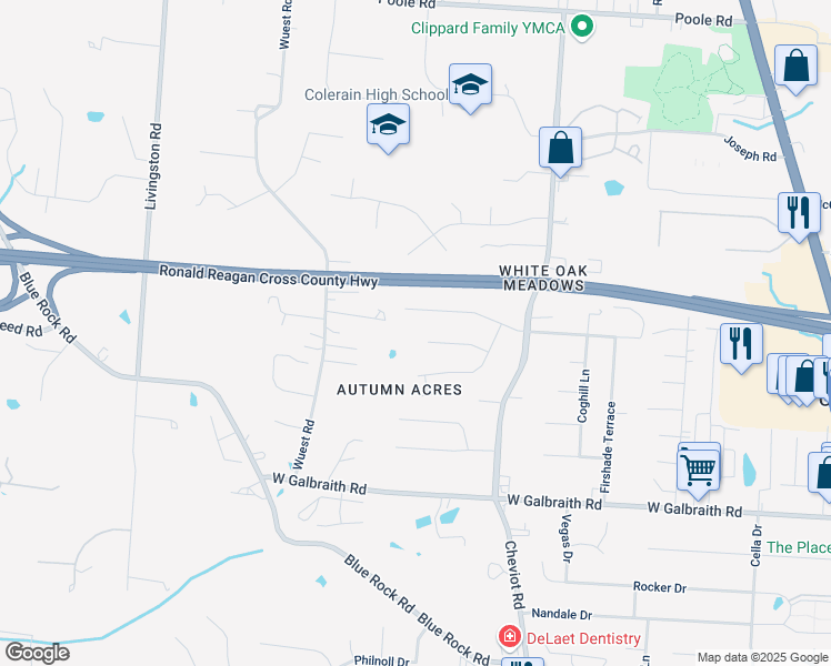 map of restaurants, bars, coffee shops, grocery stores, and more near 3673 Ashhill Court in Cincinnati