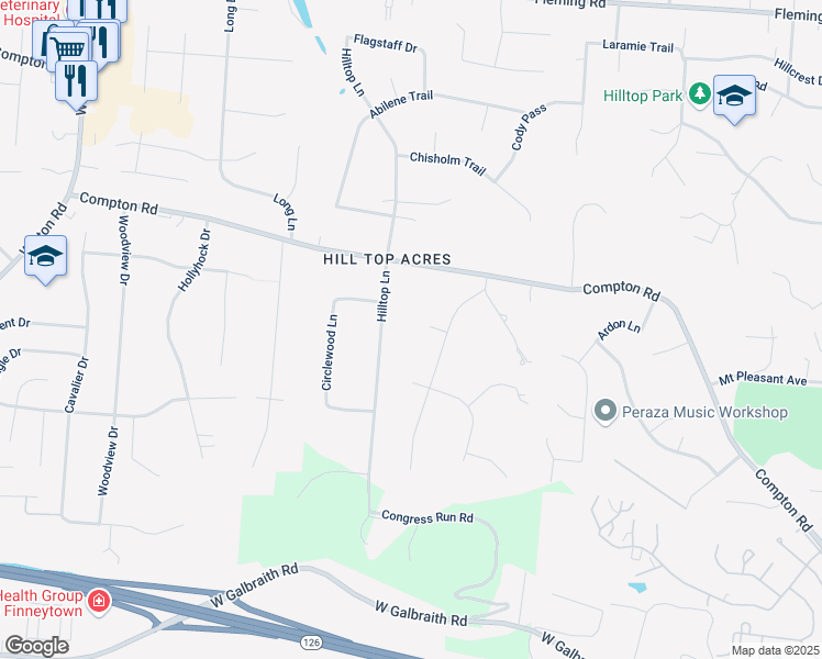 map of restaurants, bars, coffee shops, grocery stores, and more near 277 Poage Farm Road in Cincinnati