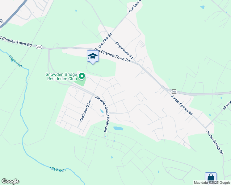 map of restaurants, bars, coffee shops, grocery stores, and more near 105 Pinwheel Court in Stephenson